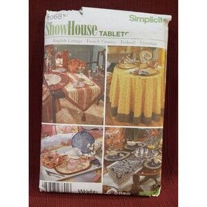 Table Top Accessories Sewing Pattern Simplicity 5068, Tablecloth, Table Runner